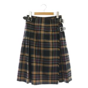 チェック キルトスカート ラップスカート I40 茶色 黒 マルチカラー /ES OS