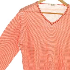 JOHN SMEDLEY ボーダー コットン ニット セーター S オレンジ ホワイト /ES OS