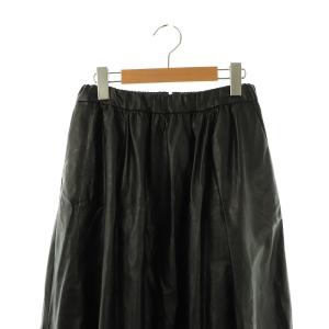 TOMORROWLAND × 金子綾 ウェットフェイクレザー ギャザーミディスカート 34 ブラック /DF OS
