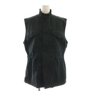 23SS コットンナイロン ミリタリーベスト 前開き スタンドカラー F 黒 ブラック /AT OS