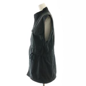 Edition 23SS コットンナイロン ミリタリーベスト 前開き スタンドカラー F 黒 ブラック /AT OS