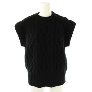 カシミヤハンドケーブルベスト 38 ブラック
