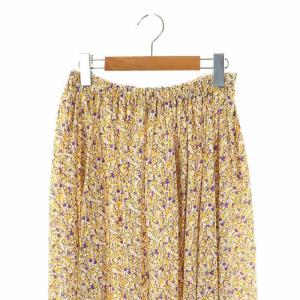 BLAMINK フラワースカート ロング フレア シルク 38 黄色 紫 茶 白 /MI OS