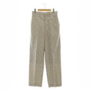 チェックパンツ ストレート ジッパーフライ 34 オフホワイト ブラック カーキ /DO OS