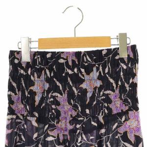 ISABEL MARANT ETOILE ORFEO レーヨン フラワープリントスカート ロング ティアード 36 ネイビー パープル /DF OS