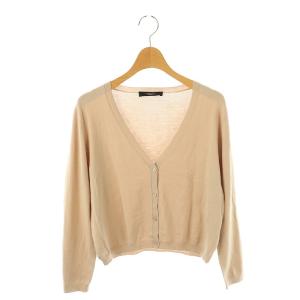 ショートニットカーディガン Vネック クロップド L ベージュ /ES OS