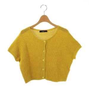 半袖ニットカーディガン クロップド L マスタード /ES OS