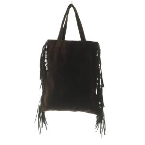 MUSE フリンジトート バッグ スエード 茶 /MI OS