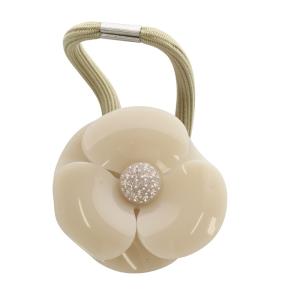 ヘアゴム カメリア クリスタル ラメ ベージュ /YO8