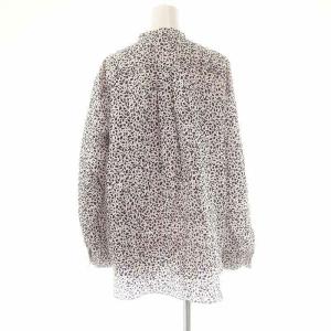 Drawer 24年 シルクプリントタックブラウス 総柄 36 オフホワイト