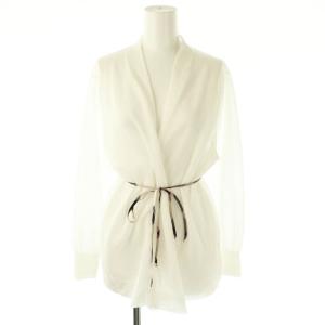 25SS シアーニットボタンレスカーディガン 長袖 38 ホワイト /ES OS