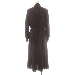 ANAYI サテンドットプリントワンピース ウエストリボン付き 38 紺 赤 /MI OS