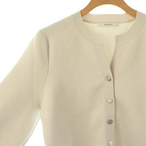 ANAYI 24SS コットンポリエステルビジュー カーディガン ニット スキッパー 38 グレー /AT OS