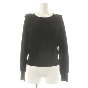 24SS タックショルダー プルオーバー ニット セーター 長袖 38 ブラック /ES OS