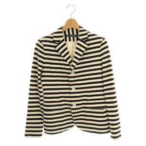 ボーダー柄3Bジャケットブレザー テーラード コットン 4 160/88A アイボリー 黒 /NR OS