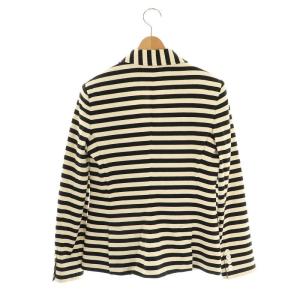 RALPH LAUREN ボーダー柄3Bジャケットブレザー テーラード コットン 4 160/88A アイボリー 黒 /NR OS