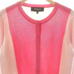 PAULE KA カラー配色 ウールカシミヤニットカーディガン 長袖 M ピンク オフホワイト /ES OS