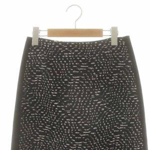 PAULE KA ツイードサイド切替セミタイトスカート 台形スカート 膝丈 36 ブラック ホワイト /ES OS