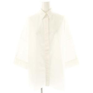 23SS WHITELEYS ドロップショルダー ワイド 比翼 シャツ 七分袖 6 ホワイト /ES OS