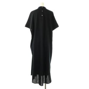 THE RERACS THERERACS ザリラクス 鹿の子ハーフスリーブワンピース ミモレ ロング 半袖 36 黒 ブラック /AT OS