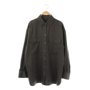 25SS ツイルニドムタンブラーシャツ スタンドカラー 長袖 F グレー /AT OS