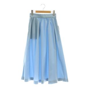 24SS ストレッチタフタ ボリュームギャザースカート フレア 32 サックスブルー /CX OS