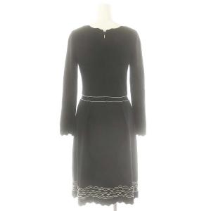 EPOCA スカラップニットワンピース 長袖 ロング ミモレ 38 S 黒 ブラック /SY OS