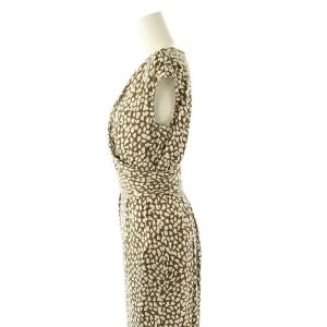 EPOCA 総柄 ノースリーブワンピース ロング 38 カーキ ホワイト /ES OS