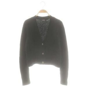 アルパカ混 ビジューボタン ショートカーディガン XS 黒 ブラック /SY OS