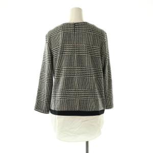 LAUREN RALPH LAUREN 千鳥格子 ロゴワッペン レイヤードプルオーバー カットソー 長袖 グレンチェック XS ブラック ホワイト