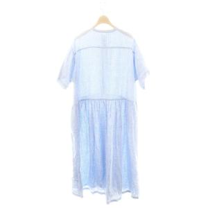 nest Robe リネンギンガムチェックシャツワンピース F ライトブルー