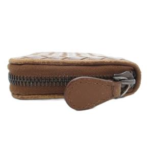 BOTTEGA VENETA コインケース ウォレット イントレチャート ラウンドジップ レザー 茶 ブラウン /JS