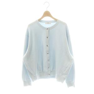 25SS ダブルフェイスジャージースナップカーディガン ニット クルーネック F 水色 /AT OS