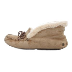 UGG ALENA モカシン スリッポン ムートンシューズ ボア US 8 25.0cm 茶 ブラウン /FT