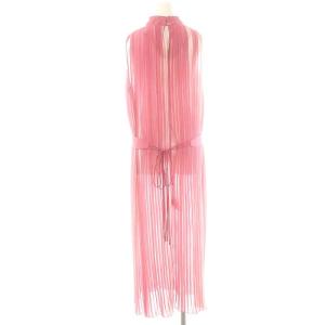 BCBGMAXAZRIA ノースリーブプリーツワンピース ロング シアー S ピンク オフホワイト ライトピンク /DO OS