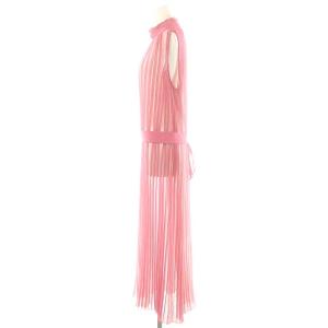 BCBGMAXAZRIA ノースリーブプリーツワンピース ロング シアー S ピンク オフホワイト ライトピンク /DO OS