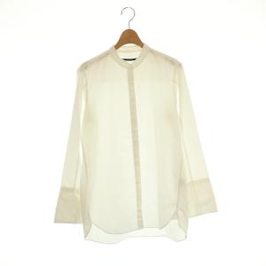 ブラッシュスタンディングカラーシャツ 長袖 ホワイト /HK OS