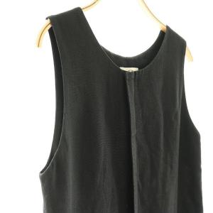 ATON LINEN OXFORD ノースリーブドレス ワンピース ロング リネン 2 ブラック /DO OS