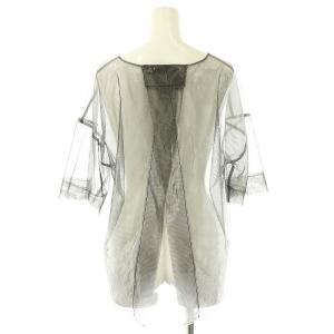 VIVIENNE TAM 22年 ドラゴン刺繍 シアートップス カットソー 半袖 38 グレー 黒 白 /ES OS