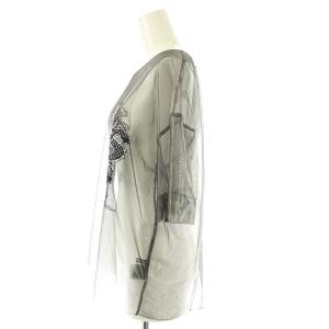 VIVIENNE TAM 22年 ドラゴン刺繍 シアートップス カットソー 半袖 38 グレー 黒 白 /ES OS