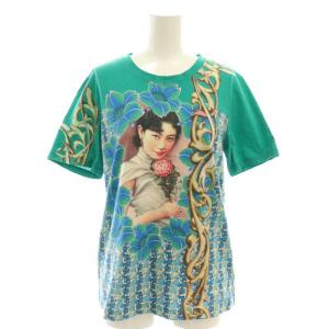 プリント Tシャツ カットソー 半袖 コットン 1 緑 マルチカラー /NR OS