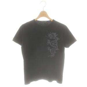 ドラゴン刺刺繍Tシャツ カットソー 半袖 1 ブラック グレー /DO OS