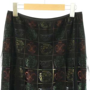 VIVIENNE TAM パワーネット短冊龍壺柄スカート 膝丈 タイト 1 ブラック マルチカラー /DO OS