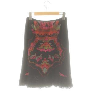 VIVIENNE TAM パワーネットスカート タイト 膝丈 1 ブラック マルチカラー /DO OS