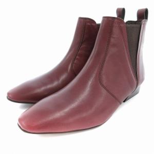 サイドゴアブーツ シューズ ローヒール ショート 23.5?p ボルドー /AE