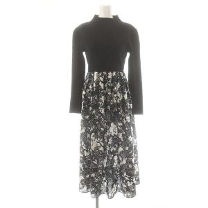 24AW CHANDELIER KNIT DRESS ニットドレス ドッキングワンピース ロング S チャコール