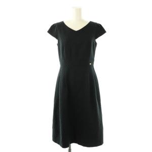 FIORE ドレス ワンピース ミモレ ロング 半袖 6 紺 ネイビー OPTONZ0730 /AT OS