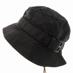 PRADA バケットハット 帽子 ベルトデザイン ナイロン 黒 ブラック /GV