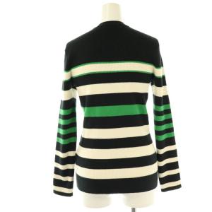 LAUREN RALPH LAUREN マリンボタンボーダーニット カットソー 長袖 S ブラック オフホワイト /DF OS