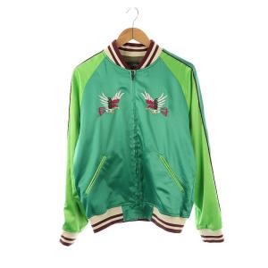 Souvenir Jacket ジャケット スカジャン ブルゾン サテン 刺繍 M グリーン マルチカラー